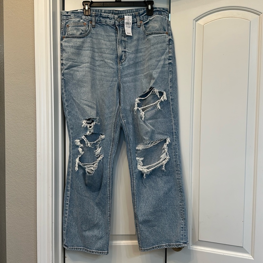 American Eagle Outfitters Light Blue Distressed Flare Jeans